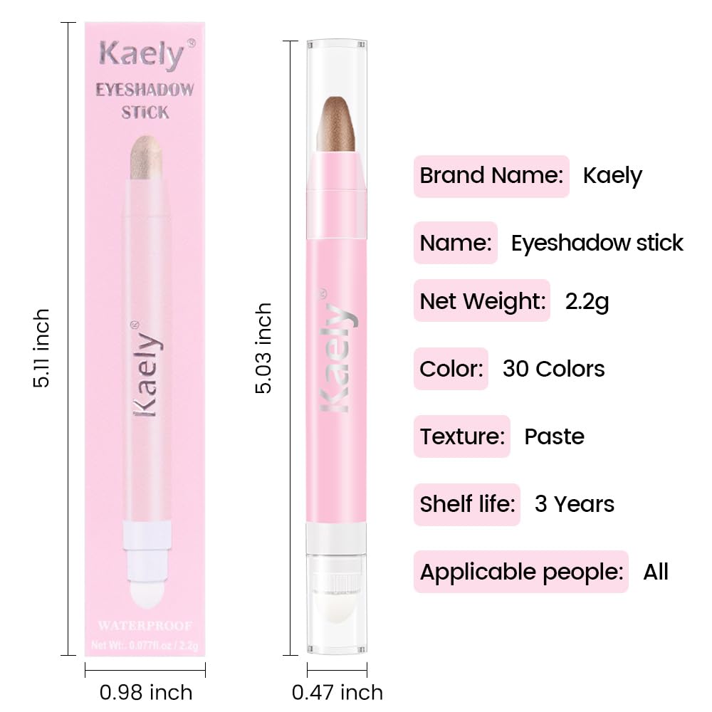 Kaely 2in1 Cream Eye Shadow Brightener Sticks for Eyes, Pencil Eyeshadow Applicator Stick Waterproof Pigmented, Eye Shadow Palette Highlighter Makeup, sombras para ojos, 21 Cocoa Shimmer