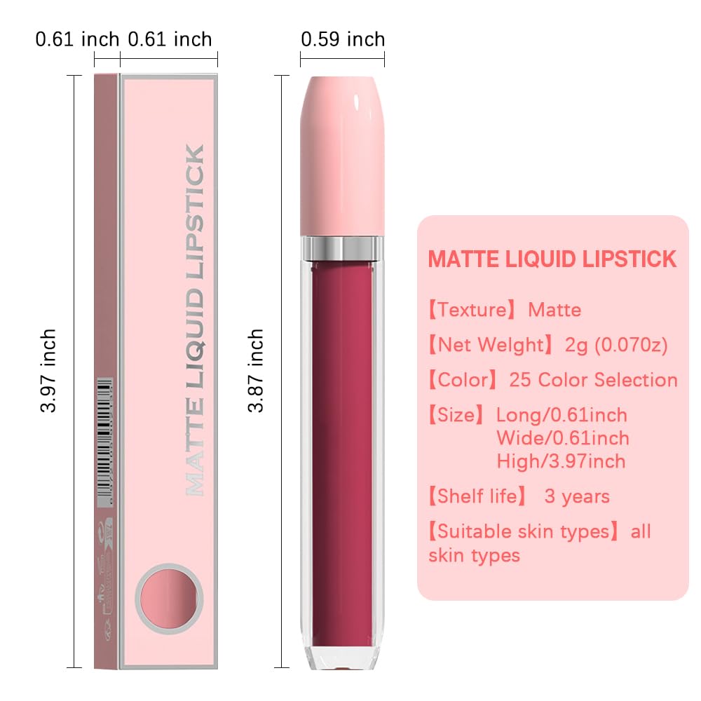 BINGBRUSH Super Matte Longwear No-Budge Stay On Smudge Proof Liquid Lipstick Long Lasting Makeup for Women,Highly Pigmented Color and Instant Shine, Cheeky