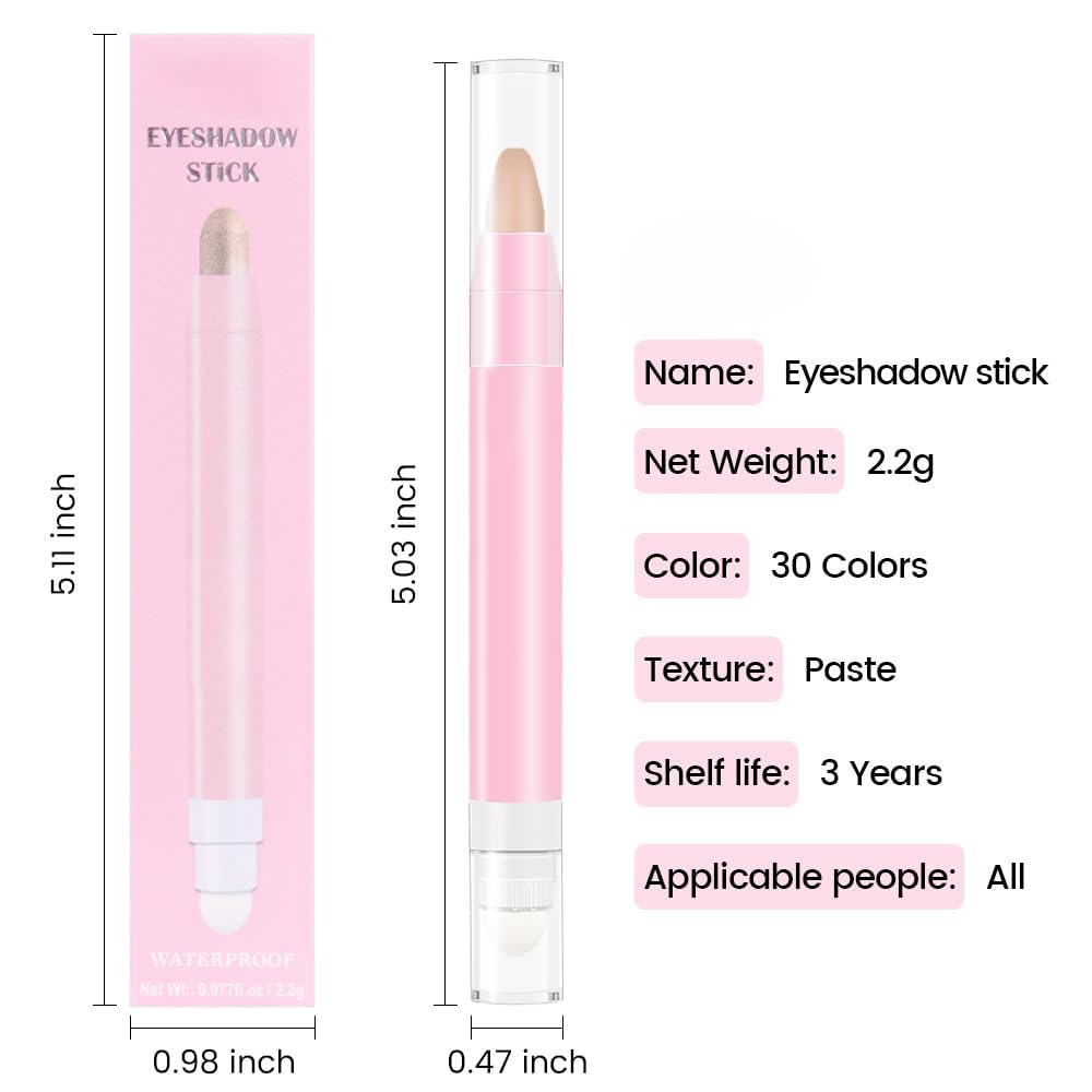 evpct 1Pcs Desert Matte Cream Eye Shadow Brightener Sticks for Eyes Waterproof Pigmented, Double Ended Cream Eyeshadow Stick Pencil Pen with Applicator, Eye Shadow Palette Highlighter Makeup 28