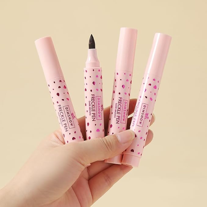 Erinde 2PCS Freckle Pen, Natural Lifelike Freckle Makeup Pen Magic Freckle Color, Waterproof Longlasting Soft Dot Sopt Pen for Natural Effortless Sunkissed Makeup, Dark Brown