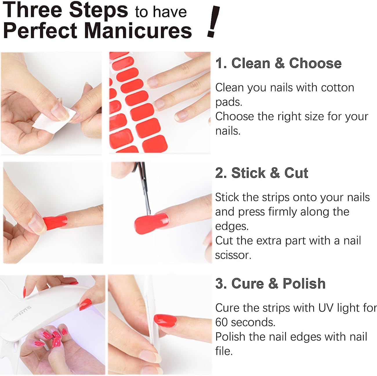 Semi Cured Gel Nail Strips, Red Plum 20pcs Adhesive UV Sticker, Wraps for Home Manicure DIY