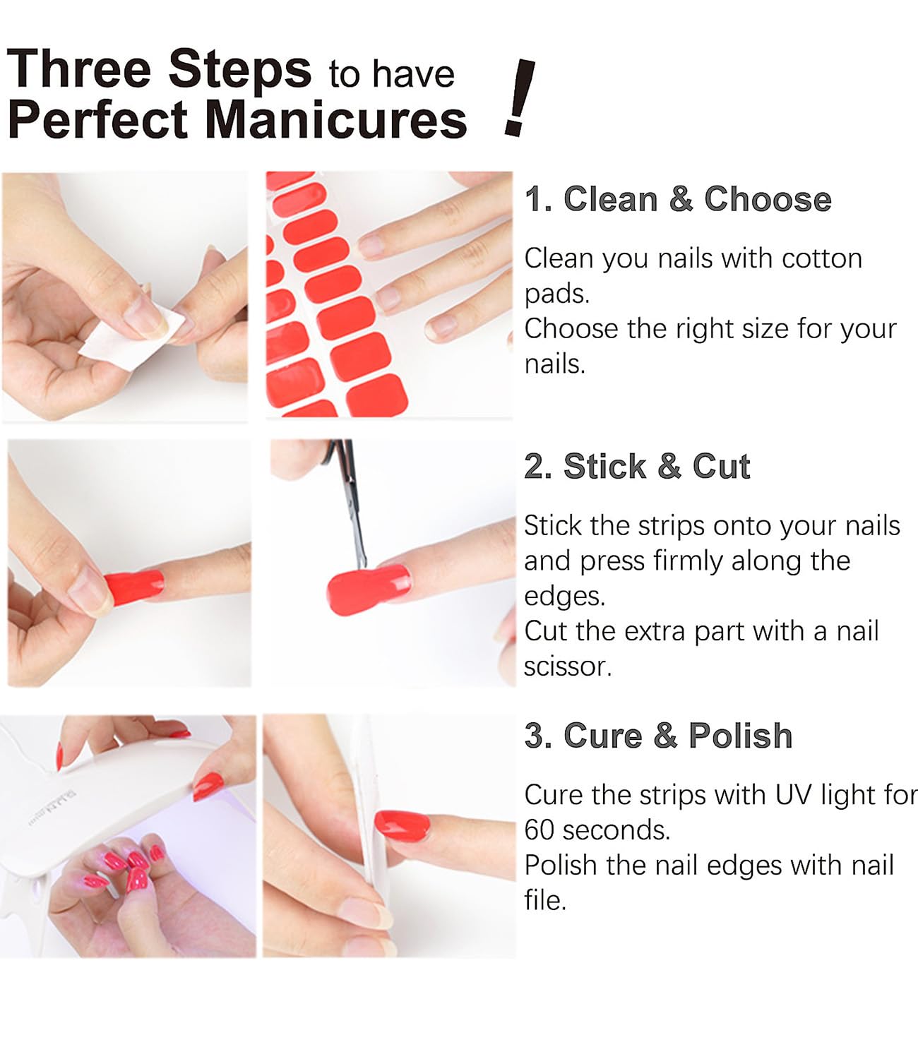 Semi Cured Gel Nail Strips, 20pcs Clound Gel Nail Stickers UV for Home Nails DIY