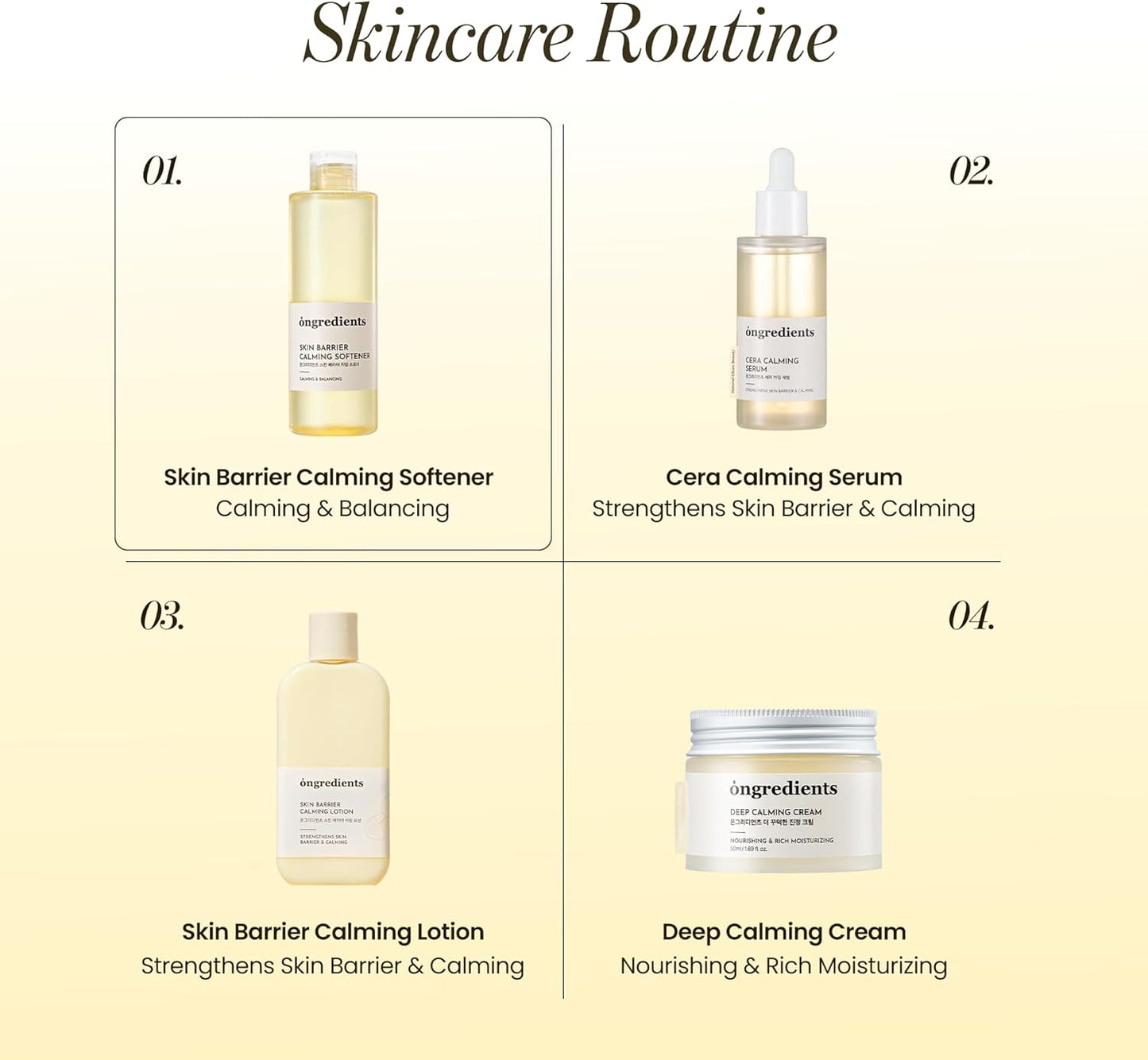 ONGREDIENTS Skin Barrier Calming Softener | Daily Soothing Toner for Dry, Sensitive Skin | Panthenol, Hyaluronic Acid, Ceramide, Hydrating, pH Balancing | Vegan, Korean Skin Care 250ml / 8.45 fl Oz