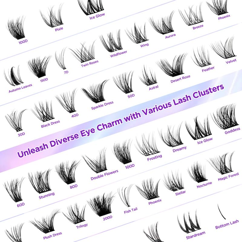 Lash Extension Kit DIY Lash Clusters Kit Eyelash Extensions Individual Lashes Extensions with (Bond,Seal,Tweezers,Remover,168Pcs,Velvet,8-16)