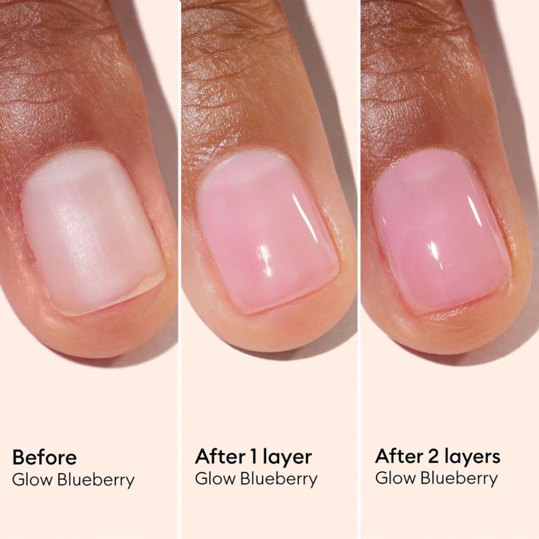 Manucurist Active Glow Blueberry All-in-One Perfecter Nail Polish & Care - No Lamp - Vegan & Made in France Ultra-Glowy Rose Mirror-Like Shine - Nail Concealer & Care - Plant-Based Ingredients