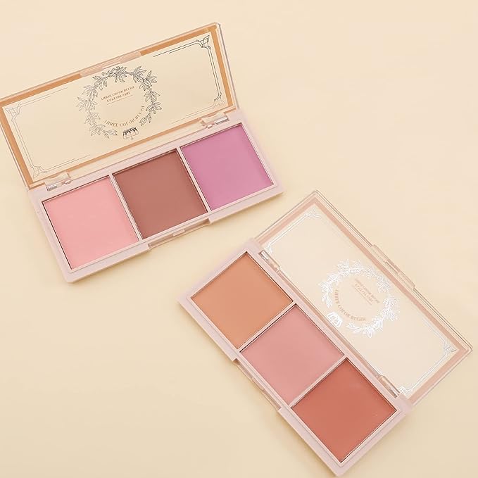 Boobeen 3 Color Blush Palette, Matte Pink Blusher, Blush Powder for Cheeks Makeup, Long Lasting Face Beauty Blush, Light and Smooth