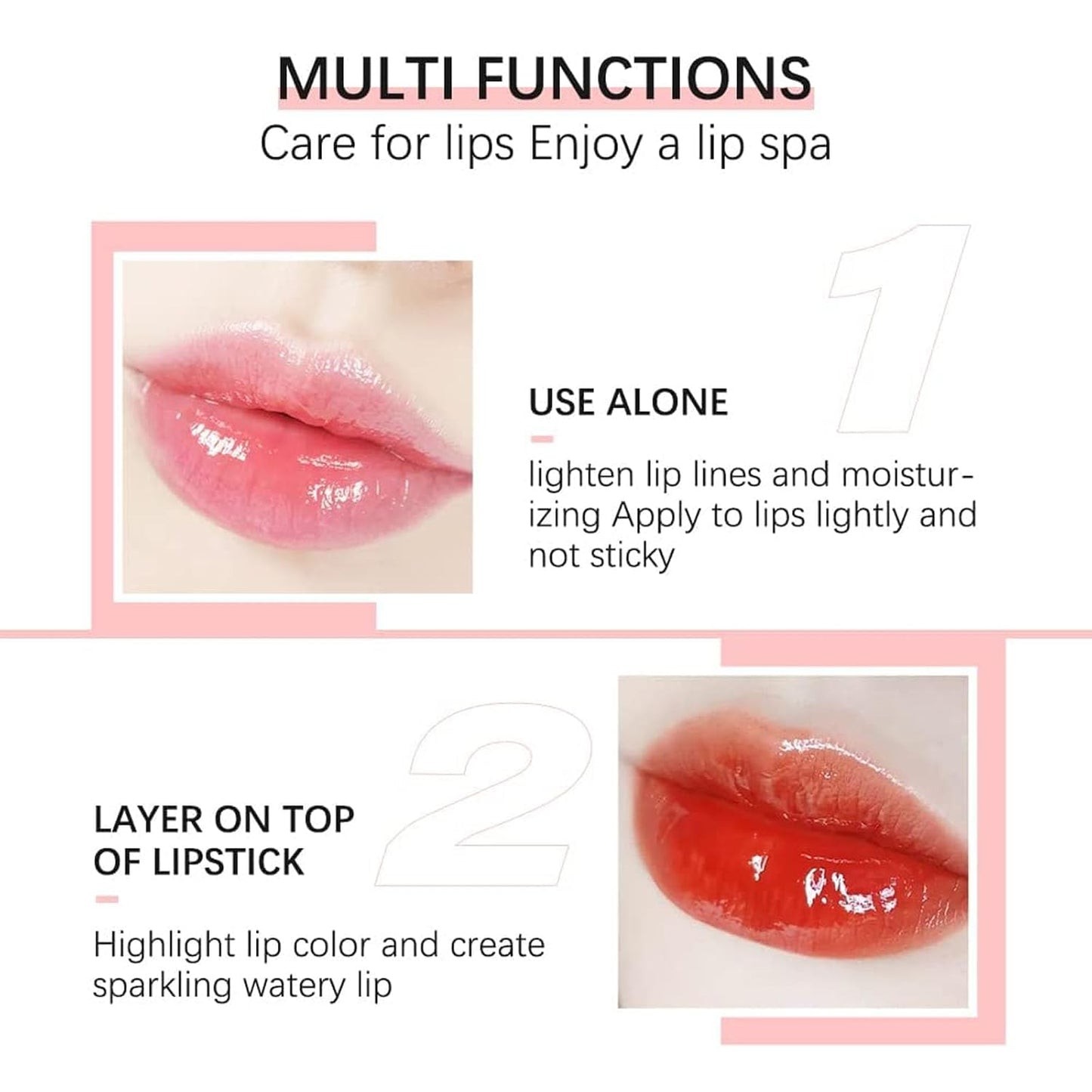 Hydrating Lip Glow Oil-Lip care oil- Lip Oil Tinted for Lip Care and Dry Lips-Prevents Dry Cracked-Non-sticky Big Brush Head-Lip Plumping -Lip Oil gloss tinted-020#MAHOGANY