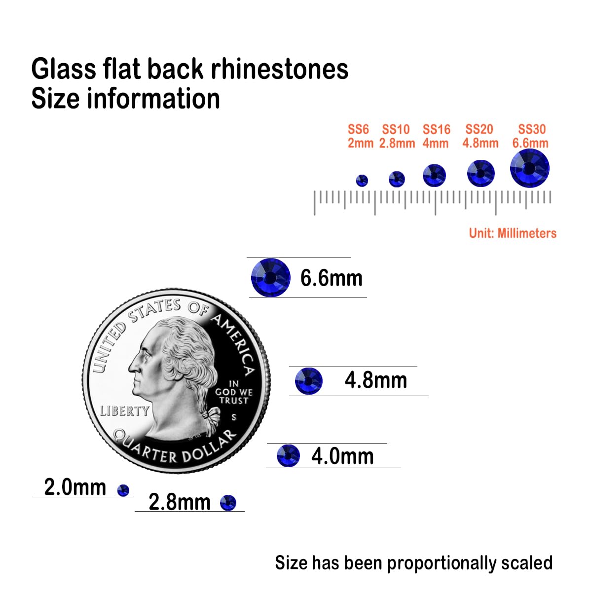 Flatback Glass Rhinestones,Bedazzler Gems 288pcs Non Hotfix Crystal Rhinestones for Nail Charms Crafts Clothes Tumblers,Sapphire,SS30