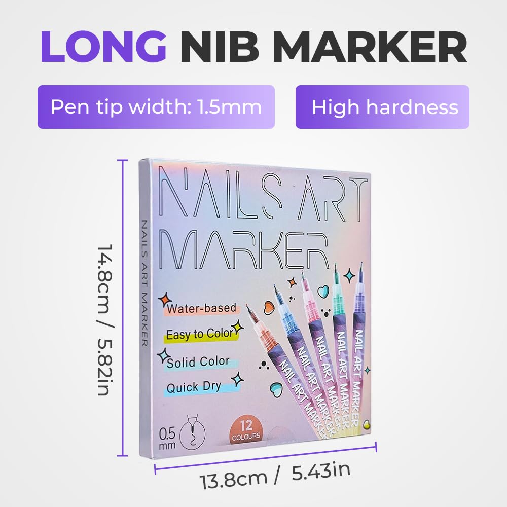 12 Colors Nail Art Pens Set, 2025 Upgrade Nail Art Markers for Gel Nails, 3D Nail Polish Pens, Drawing Painting Point Dotting Pen Acrylic Paint Marker for DIY Nails Art Manicure Tools (2 Set)