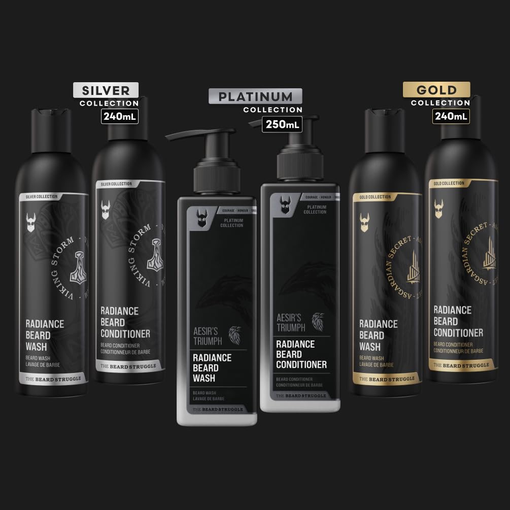 The Beard Struggle - Radiance Beard Wash & Conditioner Bundle for Men - Platinum Collection - Pack of 2, Surtr's Fury - Nourish, Cleanse, Softens, & Strengthens Beard