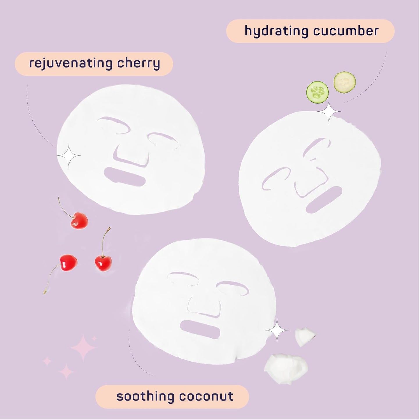 SpaLife Beauty Fruit Facial Sheet Masks 24 Pack – Face Masks Skincare Set – Hydrating Face Masks – 6 Natural Fruit Extract Formulas – Orange, Grapefruit, Coconut, Cherry, Avocado, Cucumber