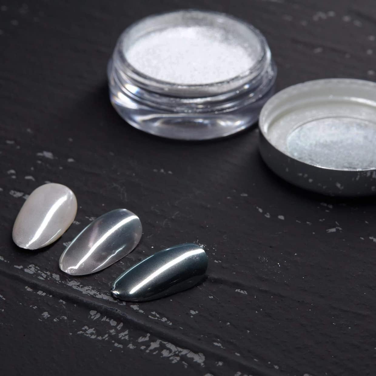 Pretty Diva White Chrome Nail Powder - 1g Super Glossy Mirror Effect White Moonlight Nails Chrome Powder, Salon Quality Chrome Powder Pigment for Nails