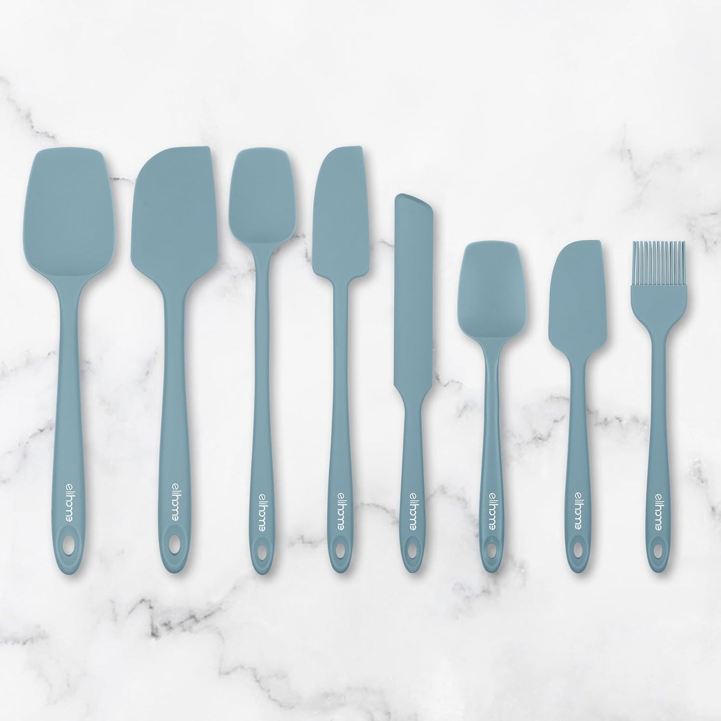 Elihome Skinny Silicone Spoonula - Non-Stick Heat Resistant Silicone Scraper Spatula for Mixing, Serving, Scraping, Stirring, and More - 11 Inch, Slate Teal Grey