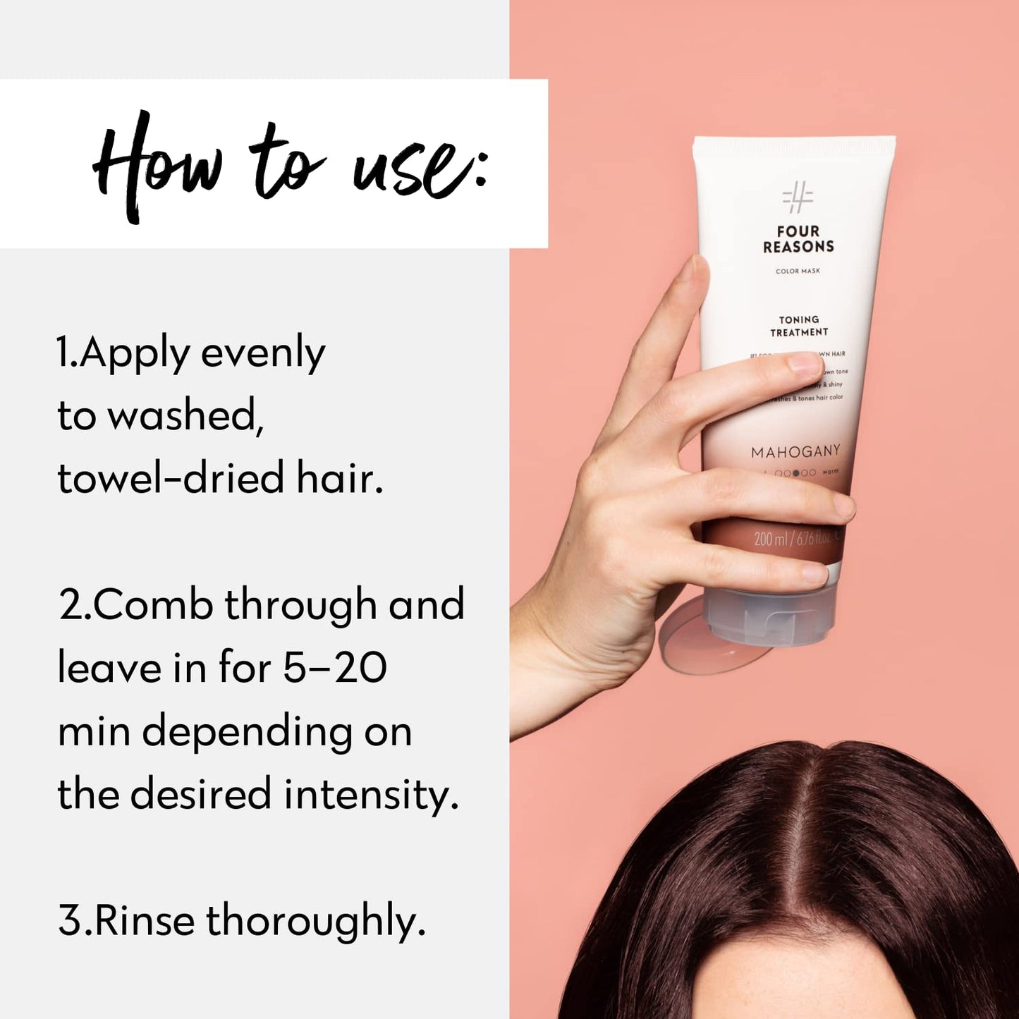 Four Reasons Color Mask - Mahogany 27 Colors) Toning Treatment, Color Depositing Conditioner, Tone & Enhance Color-Treated Hair - Semi Permanent Hair Dye, Vegan and Cruelty-Free, 6.76 fl oz