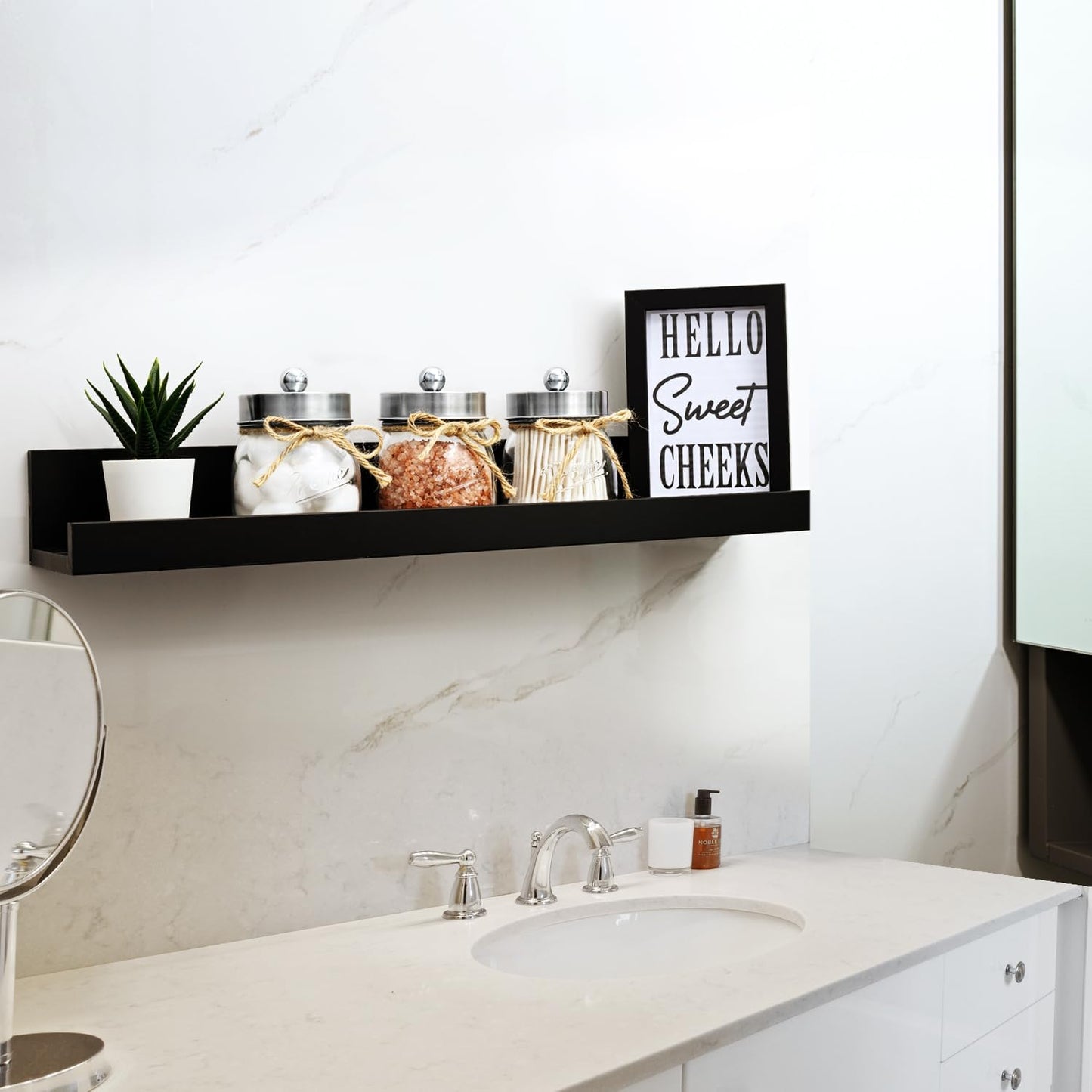 SheeChung 3 Pack Qtip Holder, Contracted Design Bathroom Decor, Apothecary Jars, Mason Jars Bathroom Accessories Set for Cotton Balls, Floss Picks, Cotton Round Pads - Brushed Steel