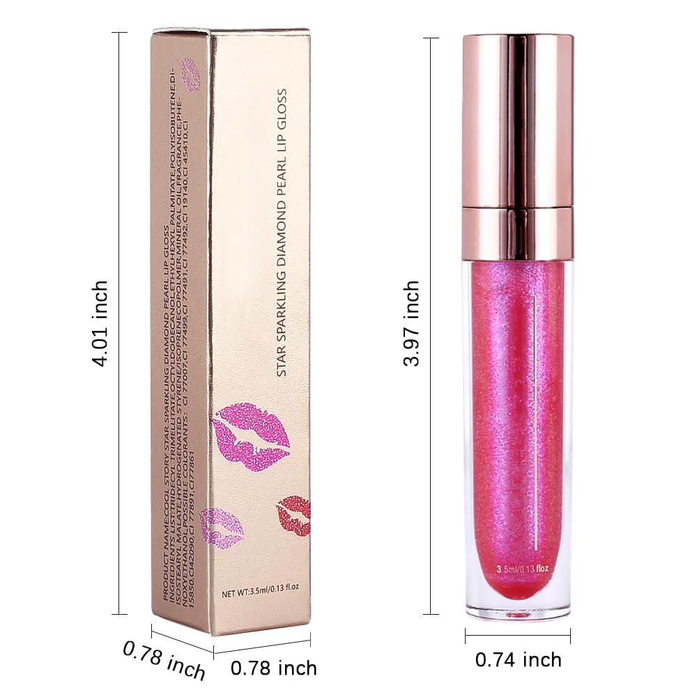 evpct 1Pcs Blush Red Pearlescent Chameleon Shimmer Glitter Lipstick Lip Gloss, Long Lasting Waterproof Glitter Metallic Sparkly Glossy Lip Gloss Tint Liquid Lipsticks Set Lip Stain Makeup for Women