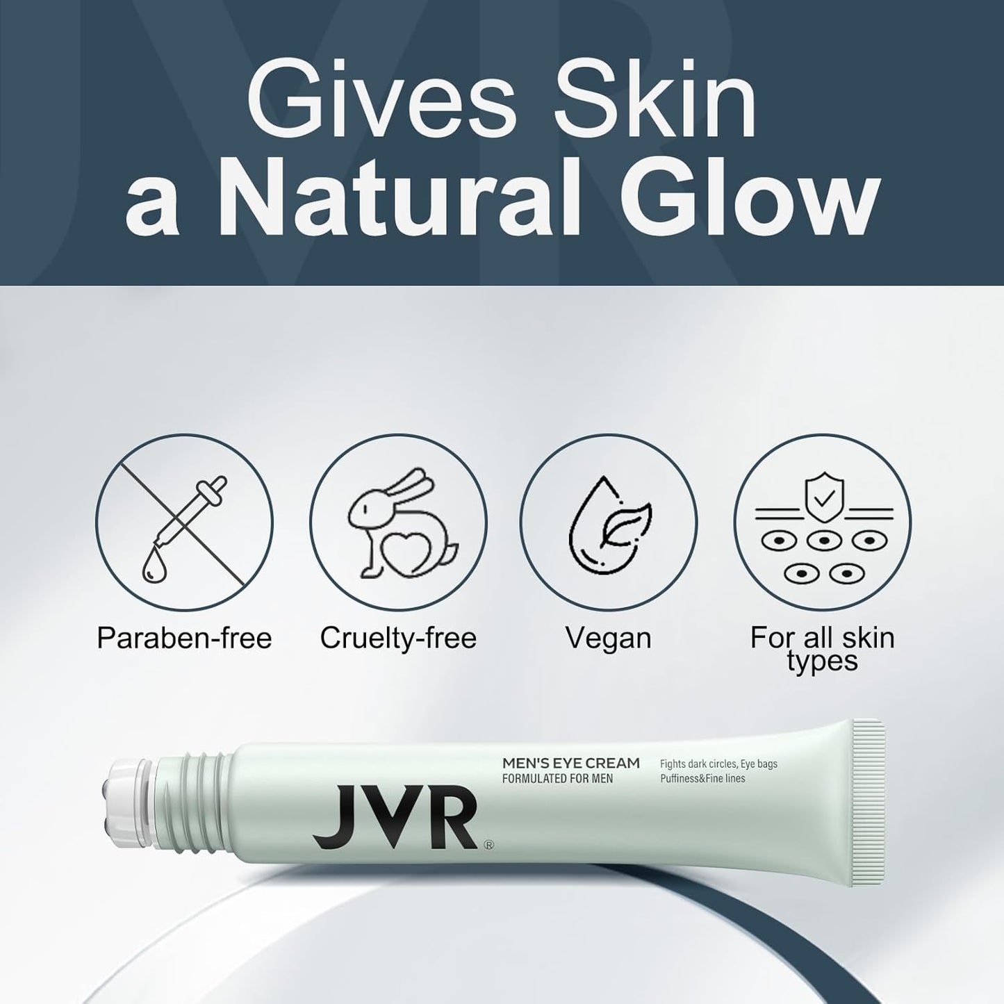 JVR Caffeine Eye Cream and Under Eyes Roller for Dark Circles and Puffiness, Fine Lines, Under-Eyes Bags, Eye Serum with Vitamin C, Hyaluronic Acid, 20 ml