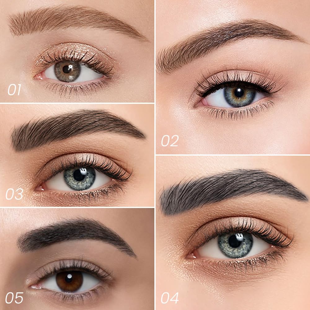 Kaely Eyebrow Pencils for Women, 4 Tip Magical Precise Waterproof Brow Pen, Microblading Eyebrow Contouring Pen, lapiz de cejas 3d Eye Brow Gel, 24h Smudge Proof,03 Black Brown