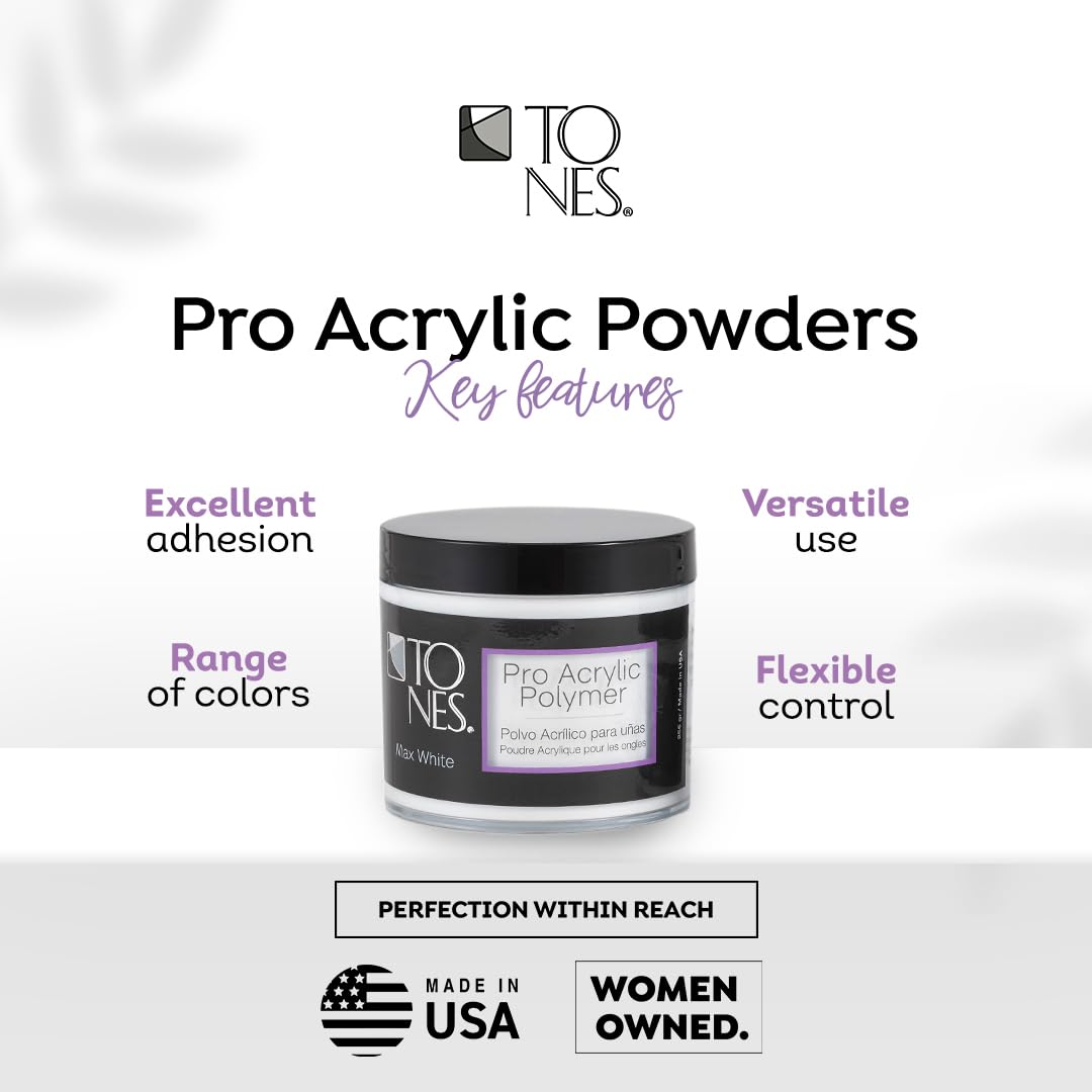 Tones Ultra Acrylic Powder | Perfect Pink | 8.5 Oz | Durable Retention | Silky Consistency | Crystal Clarity & Effortless Nail Sculpting Formula