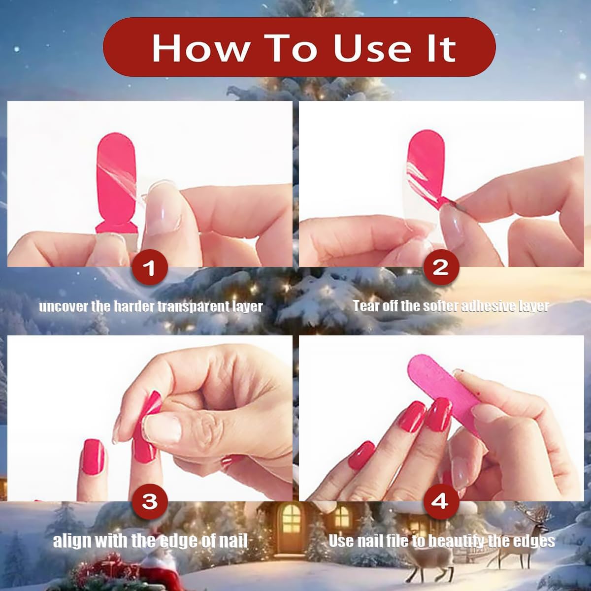 6 Sheets Christmas Nail Wraps Stickers 3D White Snowflake Nail Polish Strips Self-Adhesive Winter Holiday Full Wraps with Xmas Trees Santa Reindeer Gel Nail Stickers for Women Girls Acrylic Nails DIY