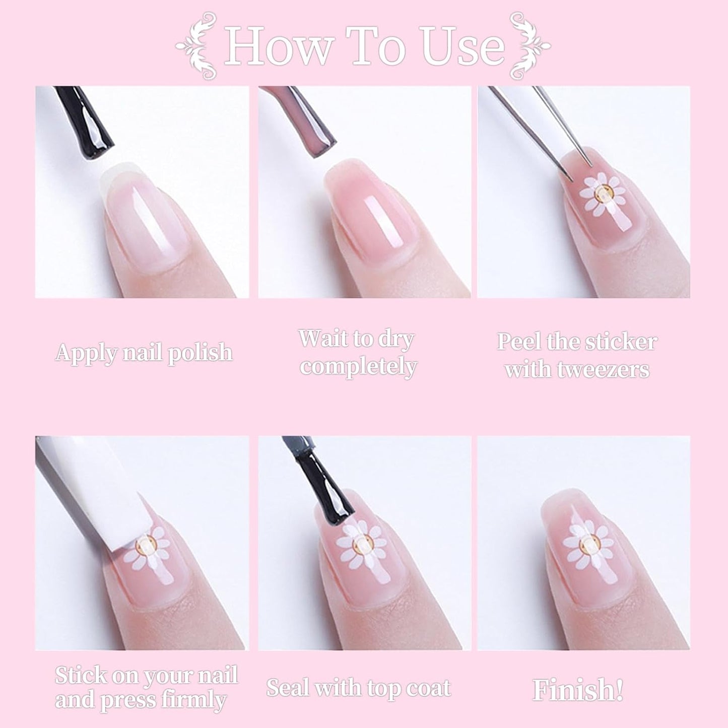 Tulip Nail Art Stickers 5D Embossed Flower Pearl Cherry Nail Stickers, Self-Adhesive Durable Nail Art Decals for Women Girls, Nail Wraps Decoration Manicure for DIY Acrylic Nail Accessories