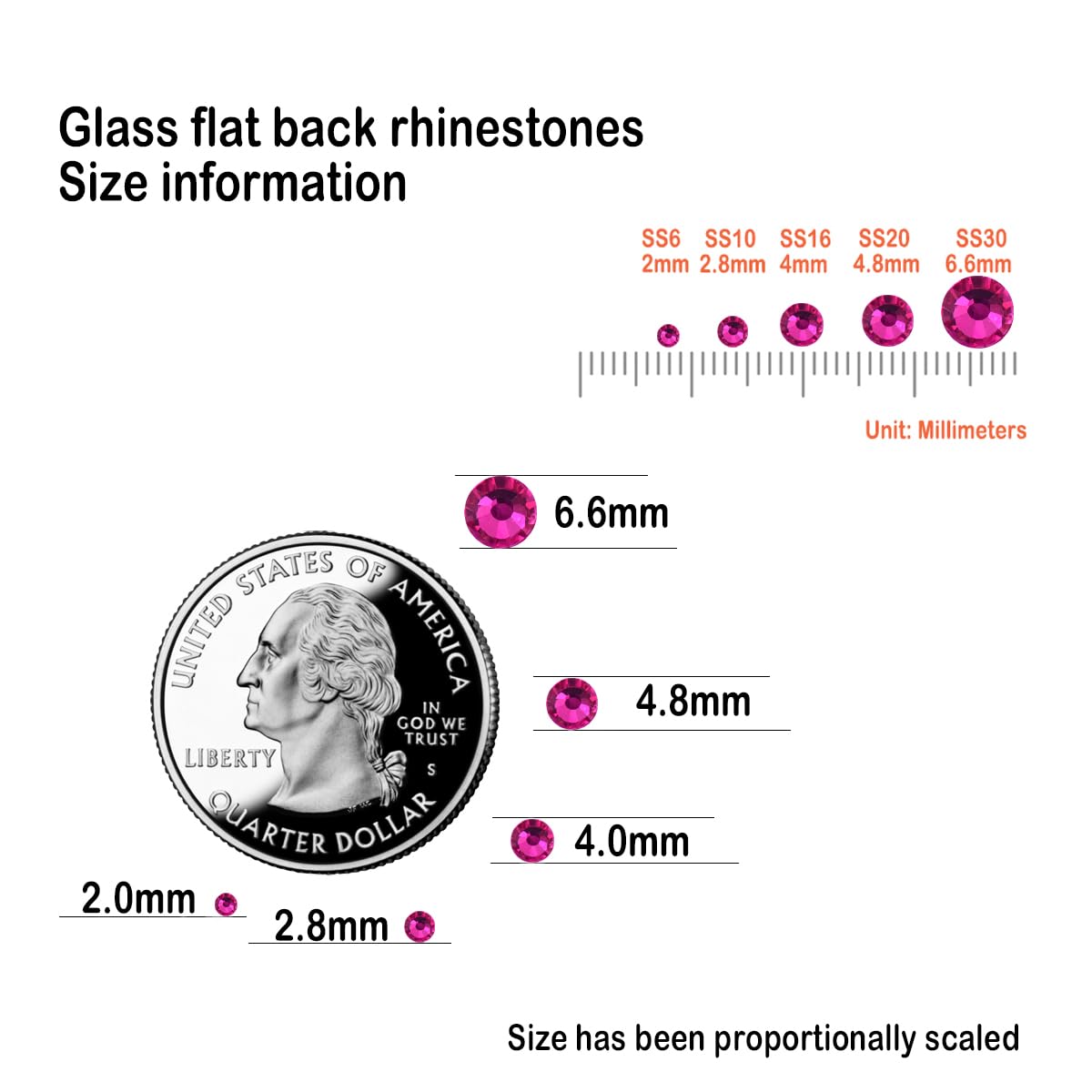 Flatback Glass Rhinestones,Bedazzler Gems 1440pcs Non Hotfix Crystal Rhinestones for Nail Charms Crafts Clothes Tumblers,Hot Pink,SS16