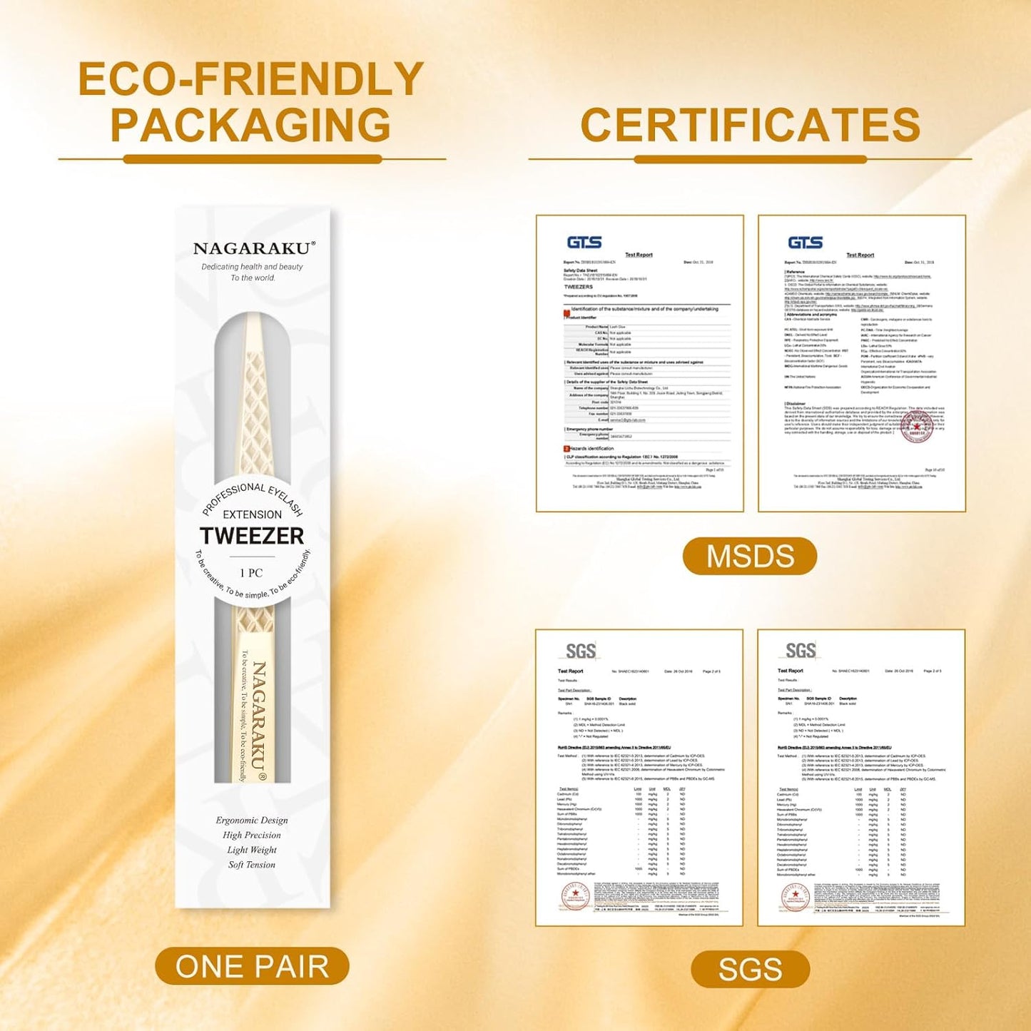 NAGARAKU Precision Fiber Tip Tweezer for Eyelash Extensions Diamond Grip Anti-Static Anti-Slip Premium Stainless Steel Pointed Volume Eyelashes Tweezers Supplies with Box(S Curved Tip Tweezer AG-08)