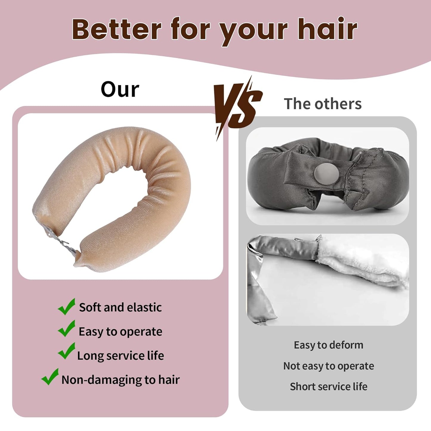 Heatless Curls Overnight Hair Curler - 4 Pcs Curling Rod to Sleep In, Satin Flexi Rods for All Hair Types,Velvet Rollers with Satin Scarf Girl's gift