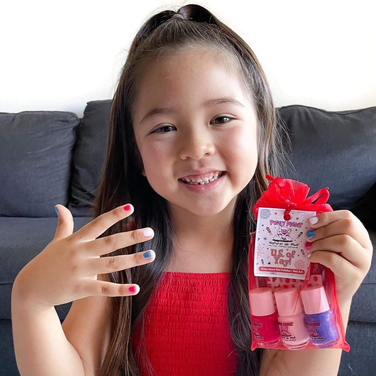 PIGGY PAINT 100% Non-toxic Girls Nail Polish - Safe, Chemical Free Low Odor for Kids, U.S. of YAY!