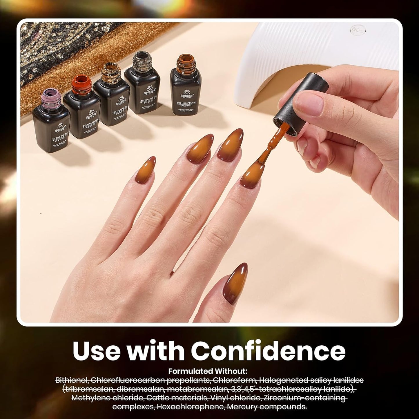 beetles Gel Polish Set - Fall Gel Nail Polish Kit 33Pcs 25 Colors Black White Burgundy Blue Nude Grey Green Glitters UV Nail Polish Set with Top Base Coat Soak off Nail Art Gift for Women Gilded Veil