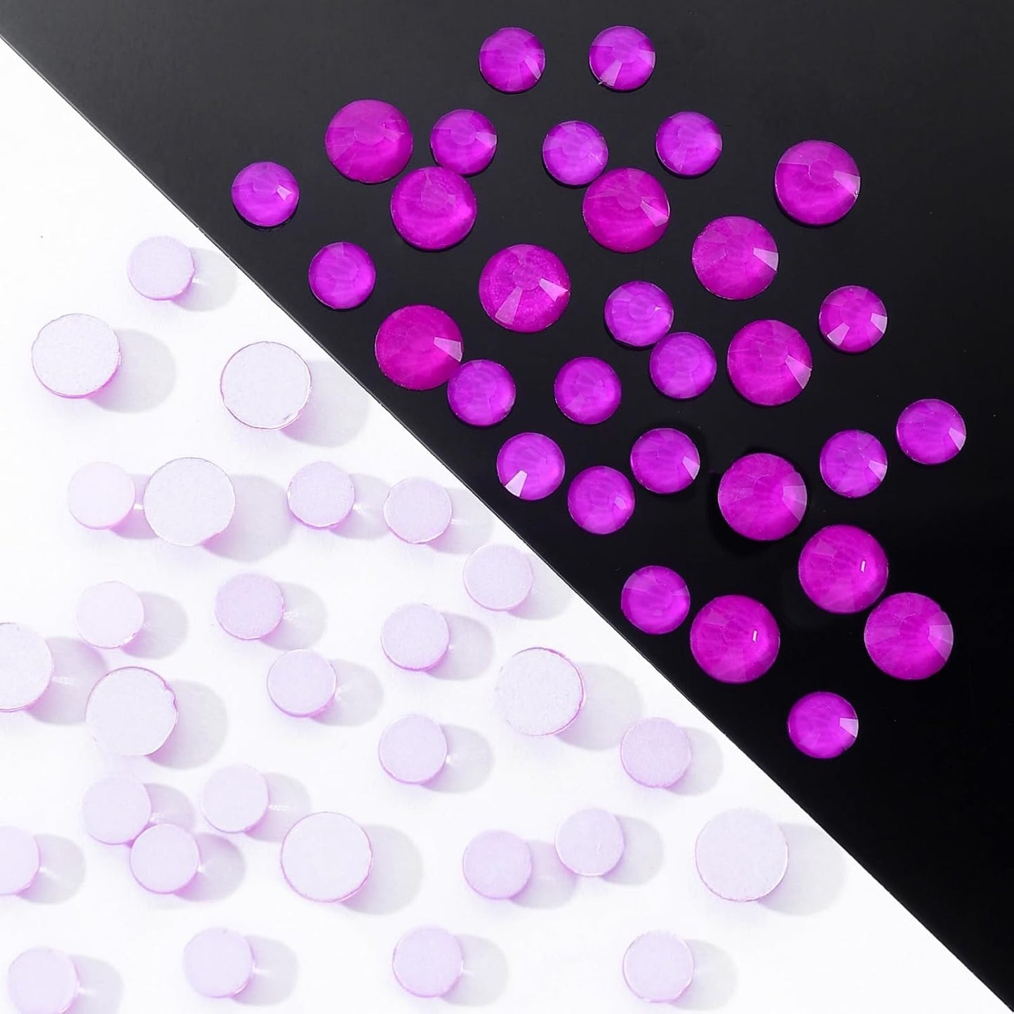 Neon Purple Flatback Rhinestones, Glass Rhinestones for Nail Art and Craft, Glue Fix, Loose Crystal Gemstones(Neon Purple, SS8, 1440pcs, 2.3-2.5mm)