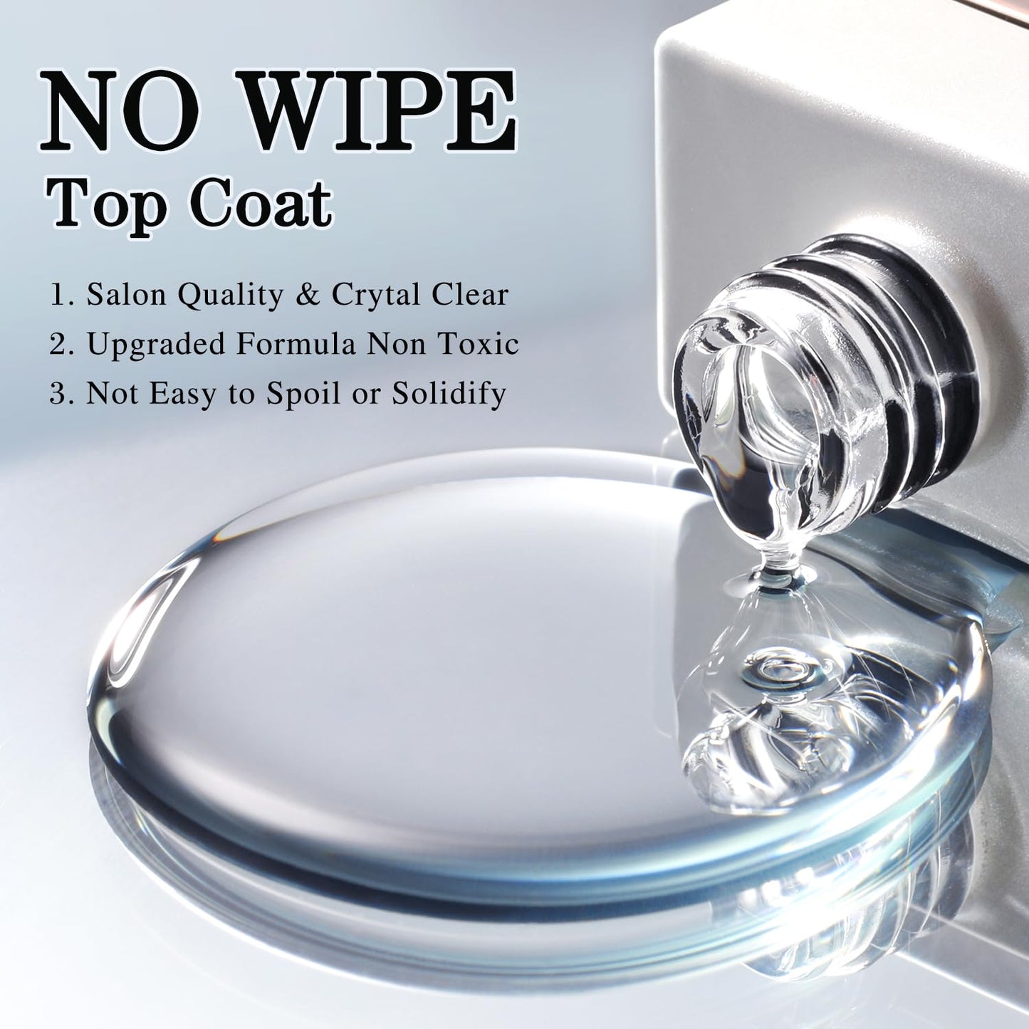 Double Rhythm 15ML No Wipe Gel Top Coat Base Coat Iridescent Glitter Shimmer 2 in 1 Nail Polish Soak Off Manicure DIY Home Salon (Clear)