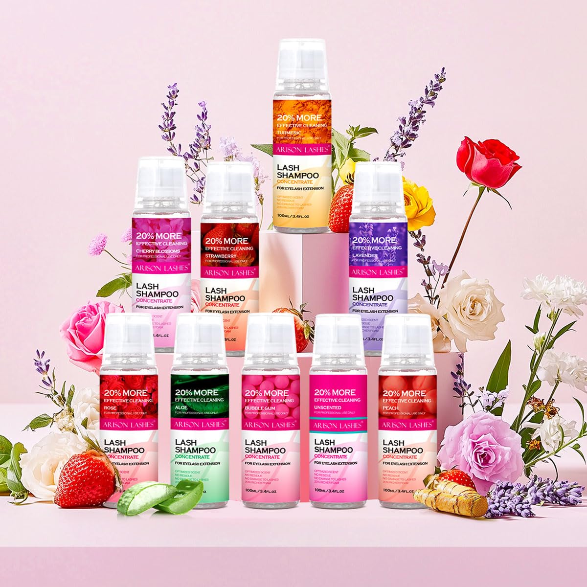 ARISON LASHES Lash Shampoo Concentrate for Lash Extensions 100ML Eyelash Cleanser Concentrate Oil-Free Eyelash Extension Shampoo with Salon Home Care(Turmeric)