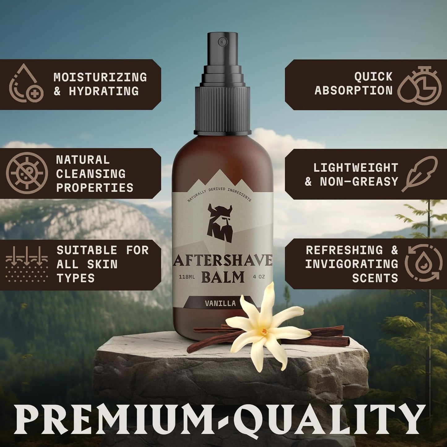 Striking Viking After Shave Balm - 4 fl oz, Pack of 1, Vanilla - Soothing Post-Shave Vanilla Relief - Hydrating & Revitalizing Moisture Boost - Irritation-Free Comfort & Aftershave for Men