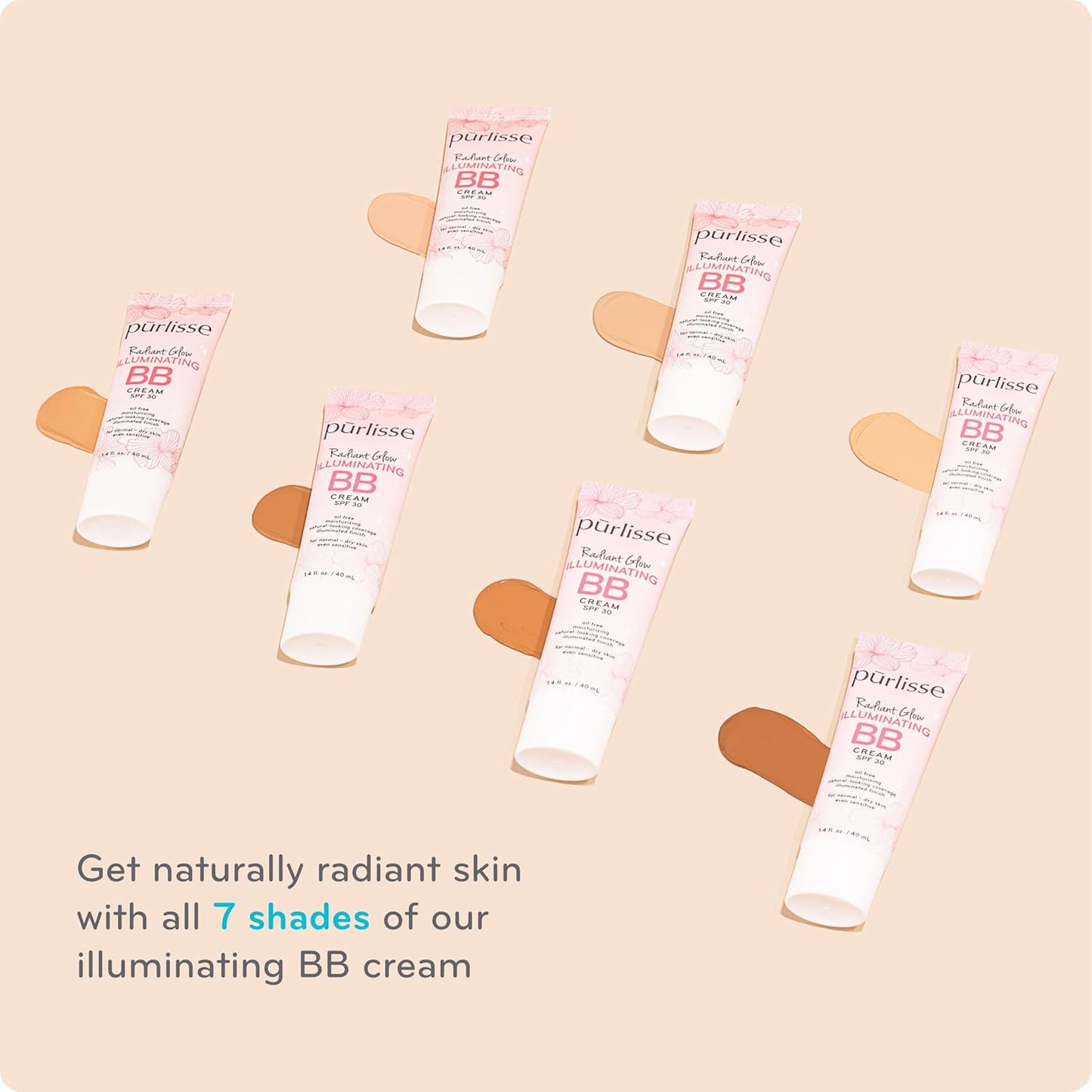 pūrlisse Radiant Glow Illuminating BB Cream with SPF 30 - Glow BB Cream Enriched with Goji & Hawthorn Berry for Dewy Skin - Helps to Improve Skin Texture & Radiance - Deep (1.4 oz)