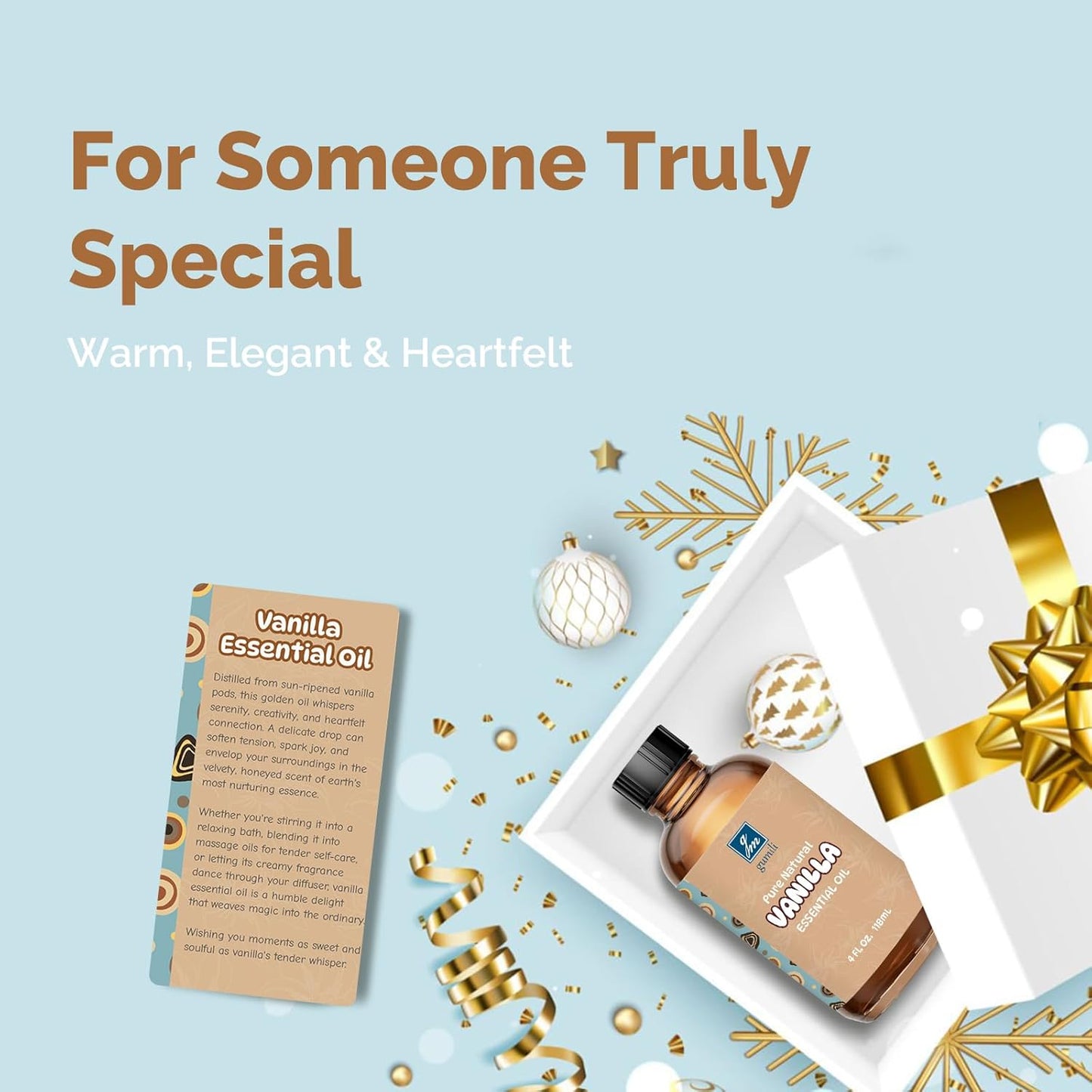 Vanilla Essential Oil 4 Oz, 100% Pure Vanilla Oil for Diffuser, Skin, Hair, Body & Face, Perfume, Sweet Creamy Scent for Relaxation, Aromatherapy & Massage