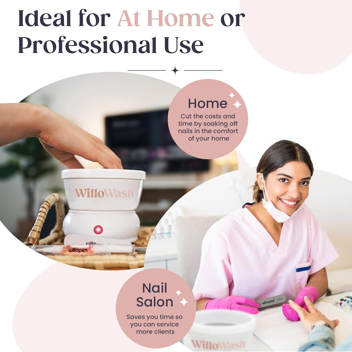 Willowash Electric Nail Soaking Bowl – Acetone-Proof Acrylic Nail Remover Kit for Home – Dip Powder & Acrylic Soak Off Bowl – 100% Pure Acetone Warmer Machine, Manicure Soaking Bowl with Tools