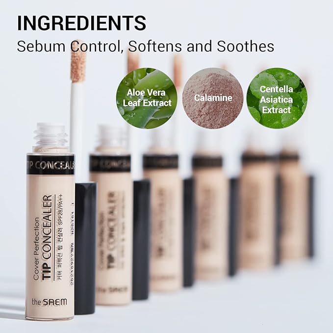 THE SAEM Cover Perfection Tip Concealer 3 Color Set, Liquid Multi-Use Concealer, Full Coverage Makeup for Acne Dark Spots Dark Circles Hyperpigmentation and Blemishes, 0.2 fl.oz. (#1, #1.5, #2)