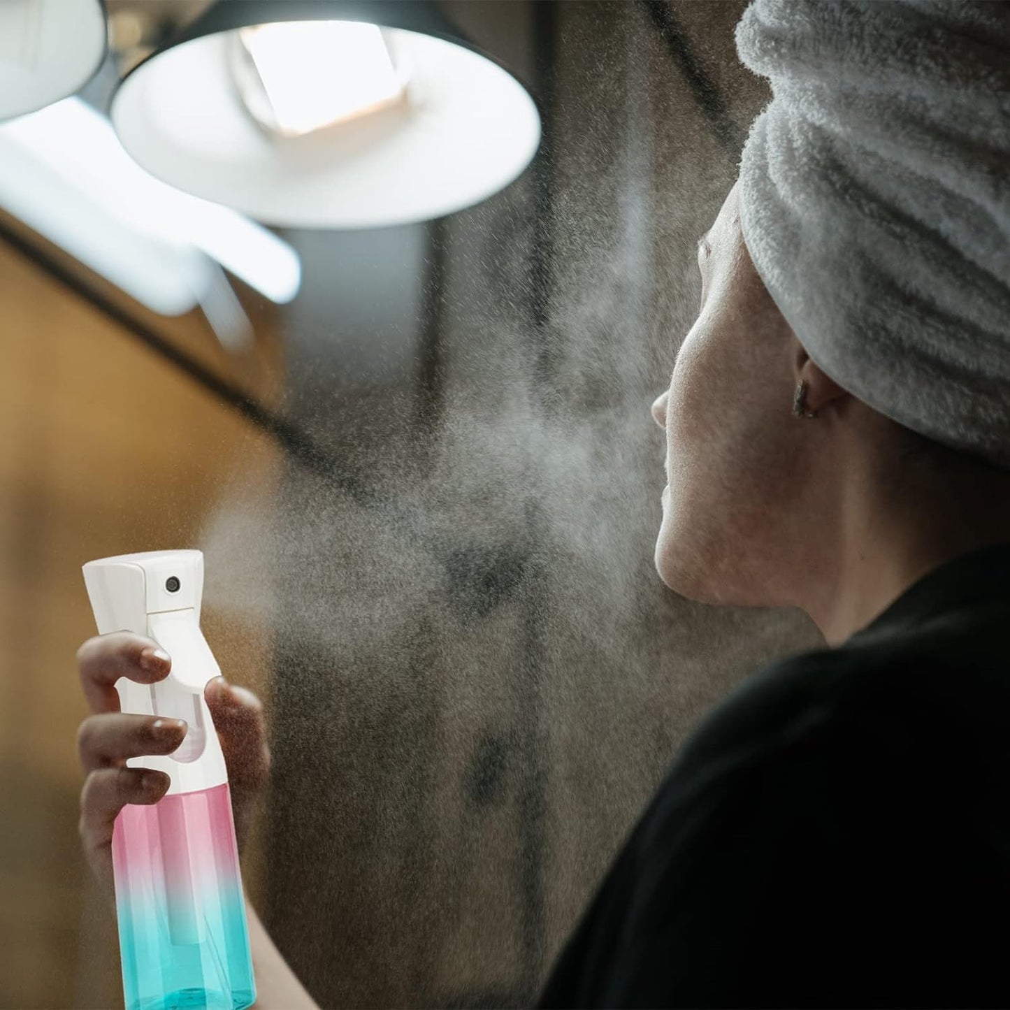 Continuous Spray Bottle, 6.8OZ /200ML Hair Mister Spray Bottle, Fine Mist for Salons,Barber, Plants, Skin Care, Cleaning(Red Blue Gradient,1 Pack)