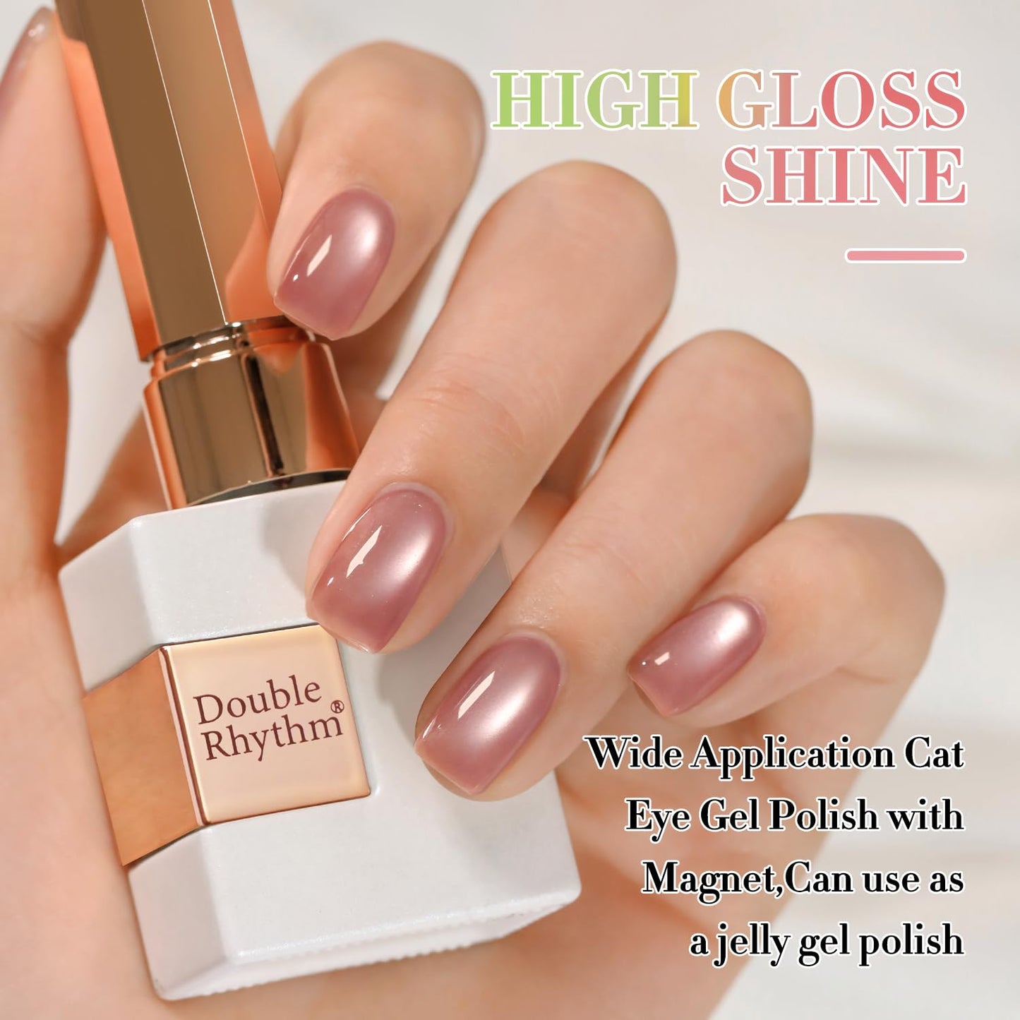 Double Rhythm Jelly Glass Cat Eye Gel Polish with Magnet 15ML Holographic Glitter Shimmer Translucent Sheer Color Magnetic Nail Polish Salon DIY at Home (Jelly Pale Purple-MC1100)