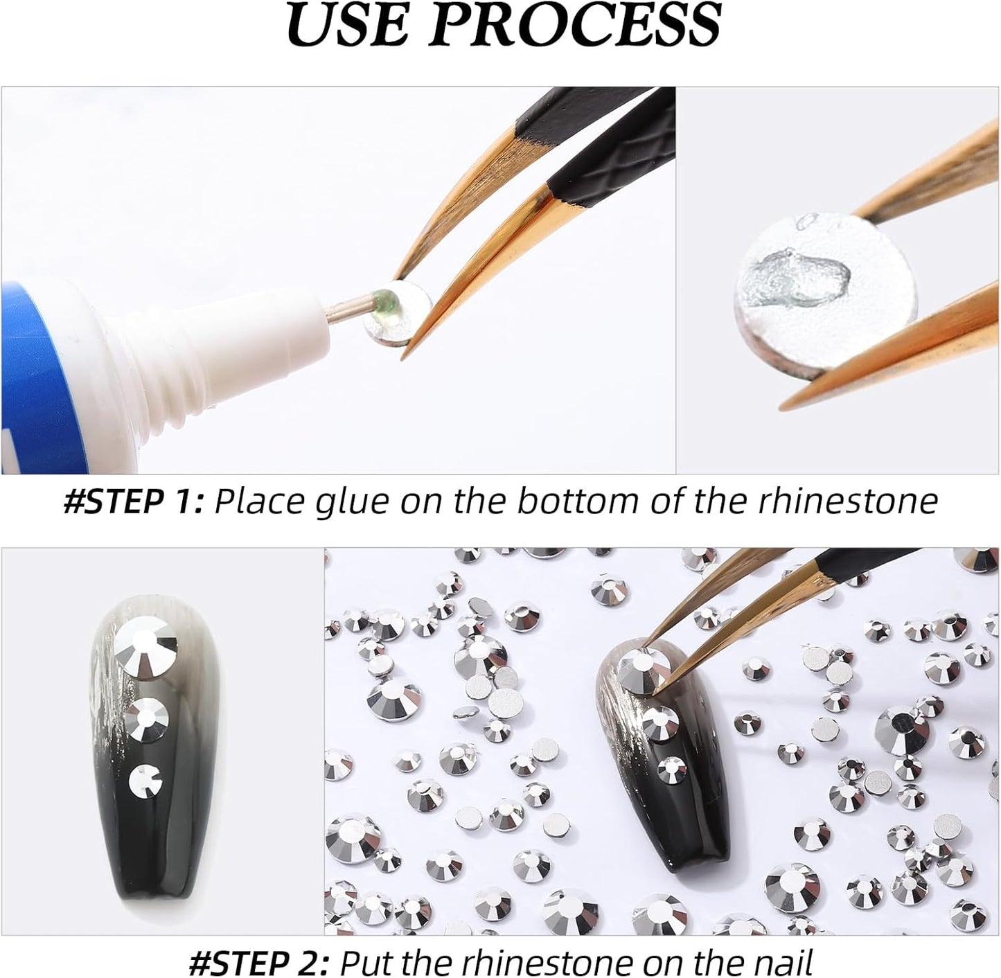 Silver Flatback Rhinestones, Glass Rhinestones for Nail Art and Craft, Glue Fix, Loose Crystal Gemstones(Silver, SS6, 1440pcs, 1.9-2.0mm)