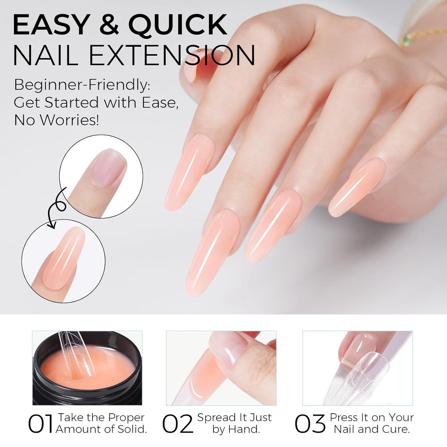 TOMICCA Hard Gel 3D Gel Nail Art Solid Builder Gel for Nails 50g 3D Nail Gel Sculpting Gel for Nail Art Non-Sticky Hand Hard Gel Carving Gel Nail Glue Extension Gel Nude