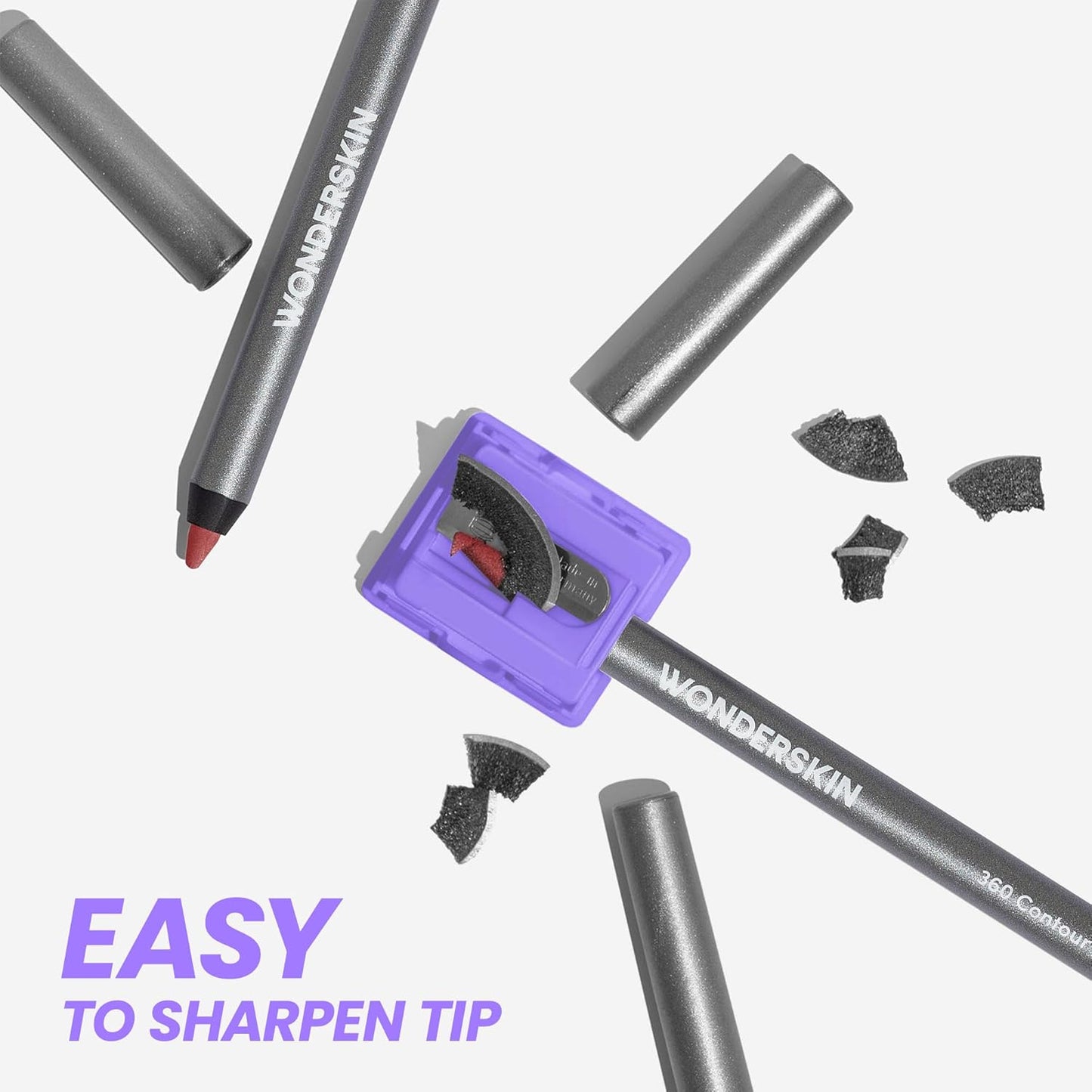 Wonderskin Lip Liner Pencil - 360 Contour Lipliner, Long Lasting, Sharpenable, Waterproof and Transfer-Proof Brown Lip Liner Pencil (Nutmeg)