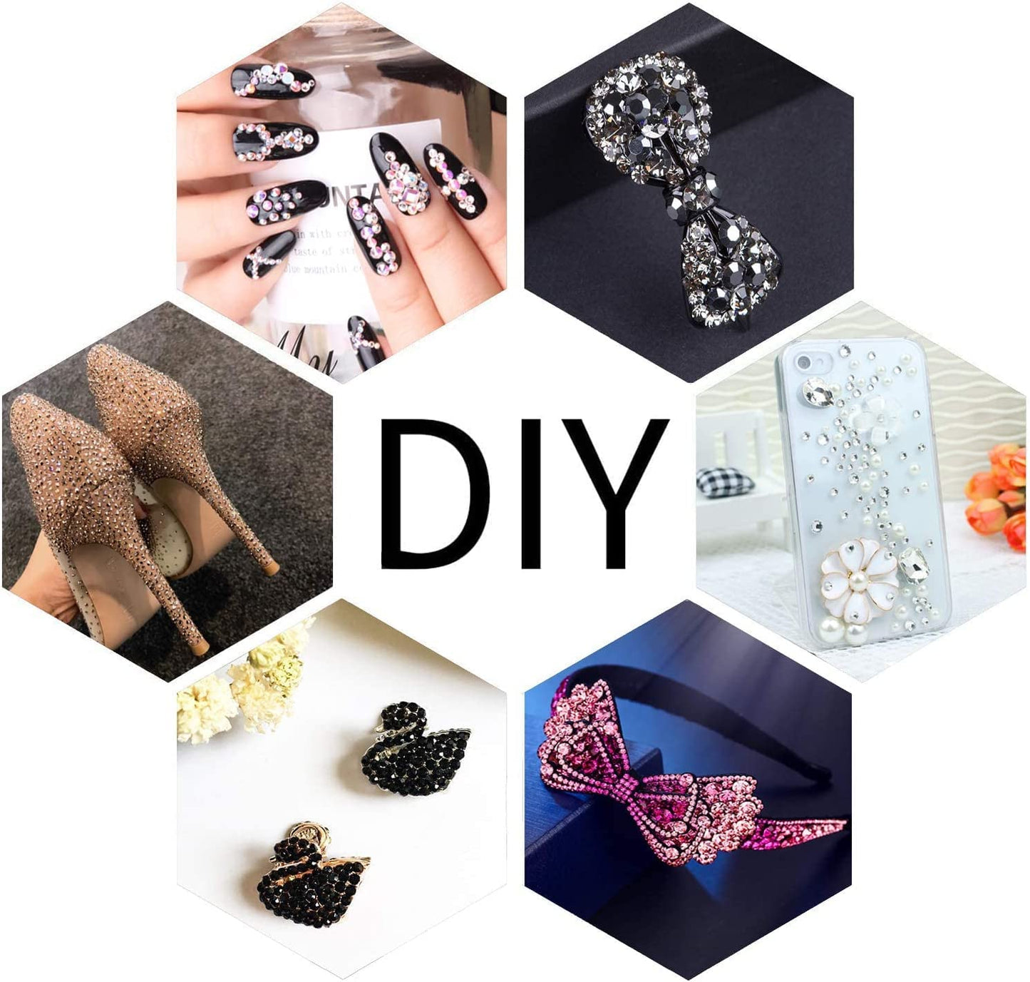 LPBeads 6000 Pieces Citrine Non Hotfix Rhinestones 6 Sizes Round Crystal Glass Flat Back Rhinestones with Tweezers and Picking Pen for Nail Art Crafts Clothes Bags DIY