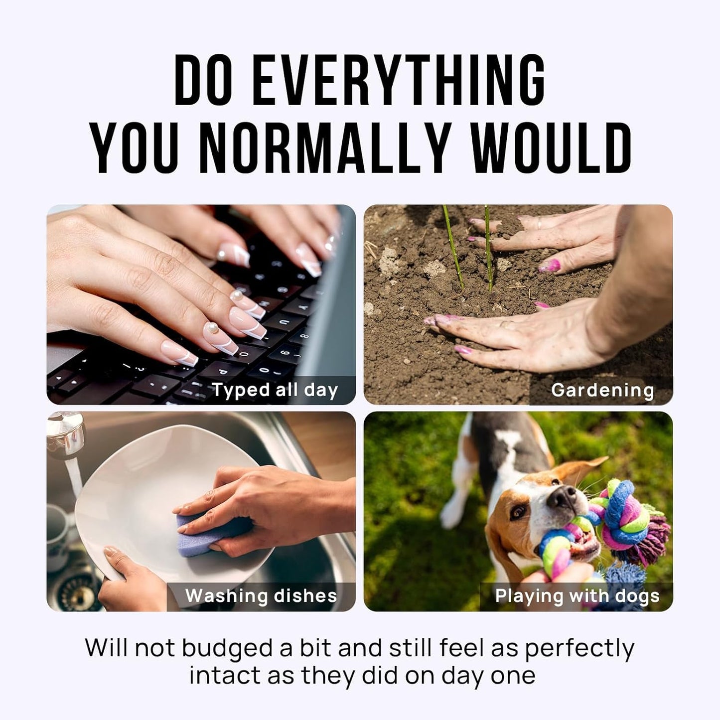 French Tip Press On Nails - BTArtbox Jelly Square Fake Nails with Nail Glue, Reusable Semi-Transparent Stick On Nails in 15 Sizes - 30PCS Soft Gel Glue On Nails Kit, Classic Black