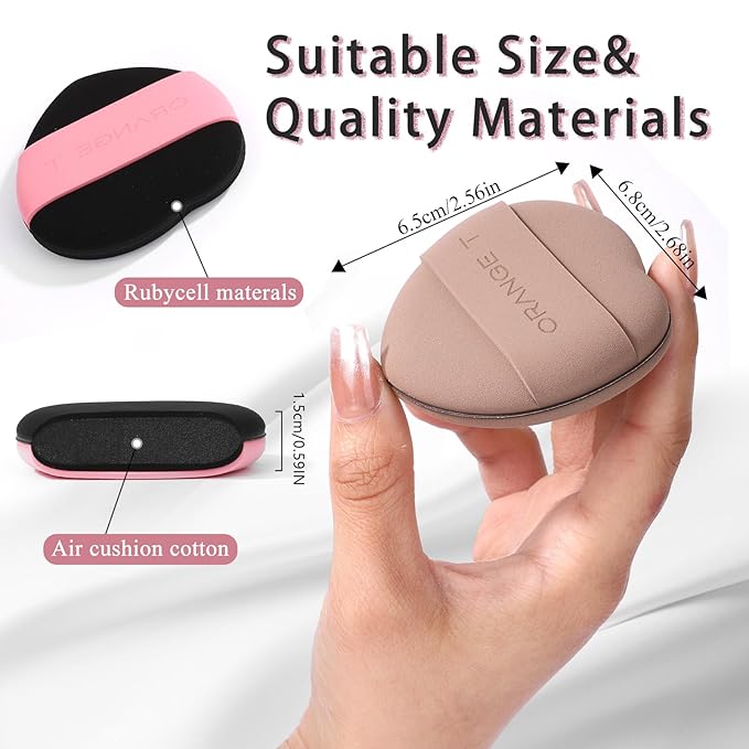 Lilystar 2Pcs Powder Puff Face Soft Makeup Sponge, Soft Triangle Powder Puffs Makeup Sponge Applicator Air Cushion Powder Puff for Liquid Foundation, Cream, Powder, Concealer (Black,Brown)