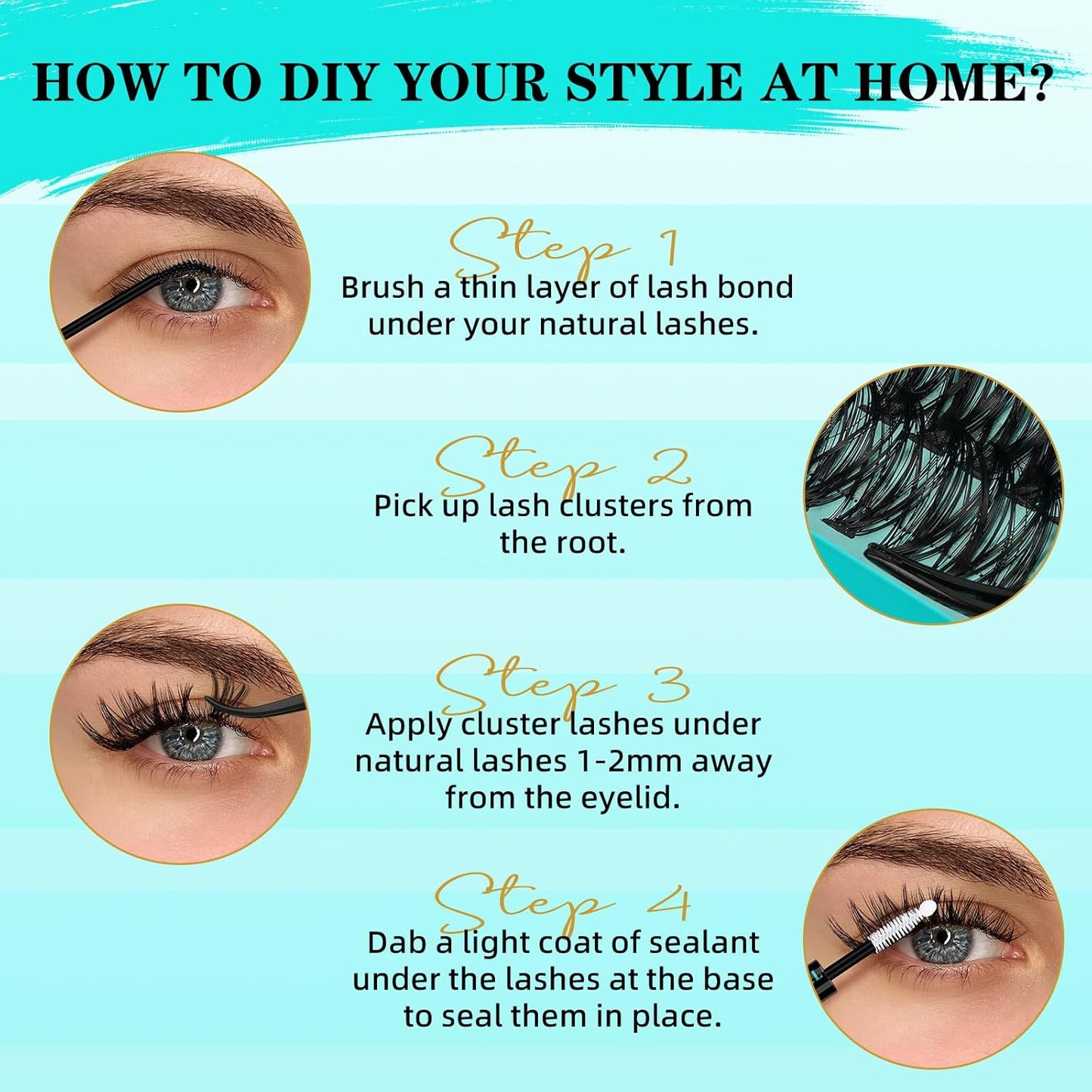 Lash Clusters Kit 240PCS Eyelash Extension Kit D Curl Wispy Clusters Lash DIY Lashes Extensions Kit Natural Individual Lashes Kit with Lash Bond and Seal Eyelash Tweezer(40D,D-Mix9-16mm)