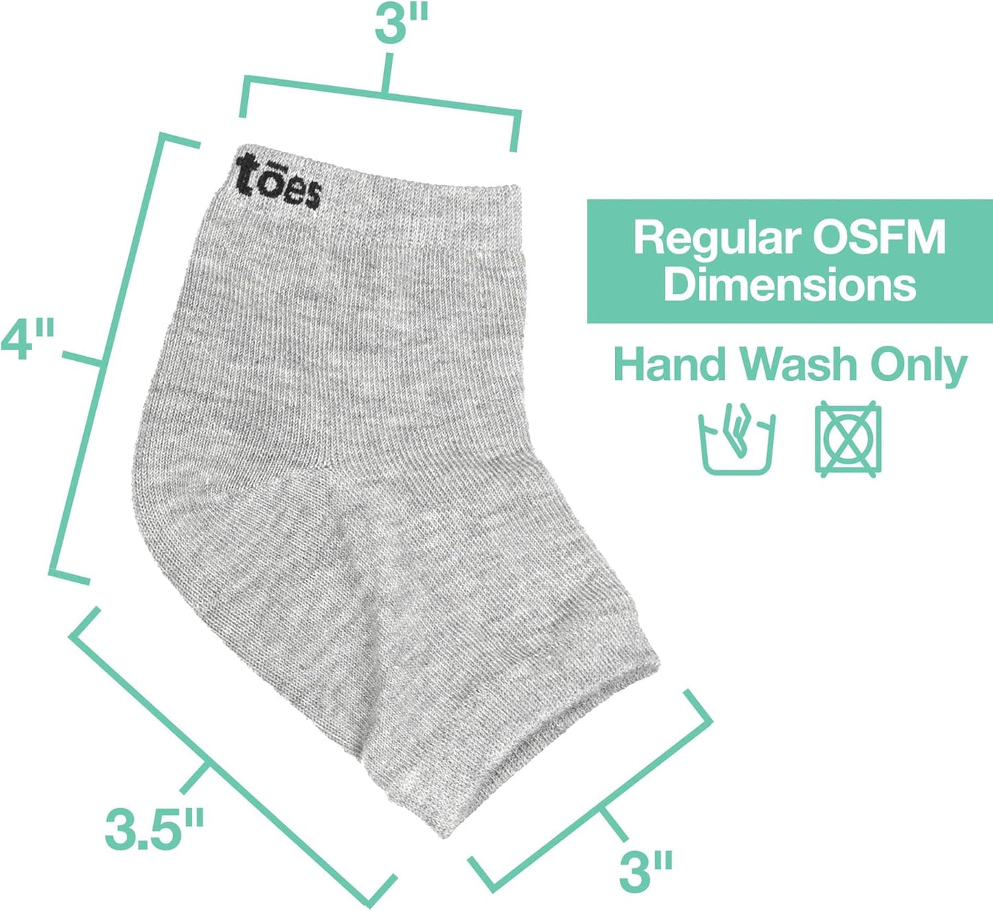 ZenToes Moisturizing Heel Socks 2 Pairs Gel Lined Toeless Spa Socks to Heal and Treat Dry, Cracked Heels While You Sleep (Regular, Gray)