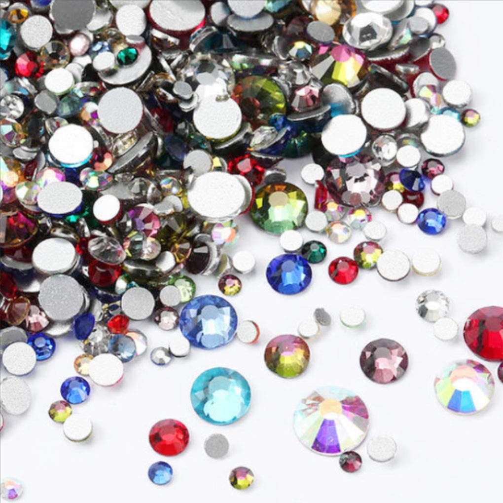 Rhinestones flat back gems round DIY decorative Nail Face and apparel accessories ss3-20 mix size(4320pcs mixed color)