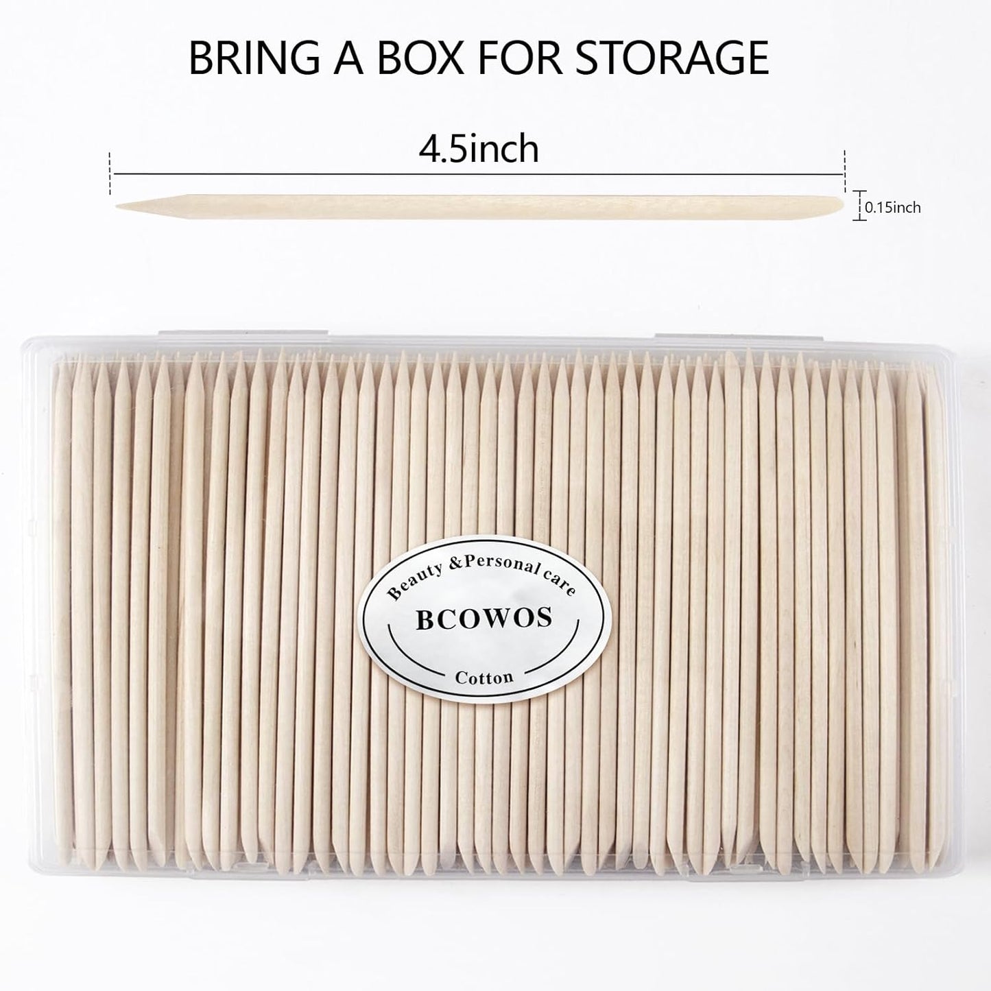 180PCS Orange Sticks for Nails in a Case - 4.5 inch Double Sided Wooden Cuticle Pusher Sticks for Nail Art, Manicure & Pedicure - Wood Sticks for Waxing